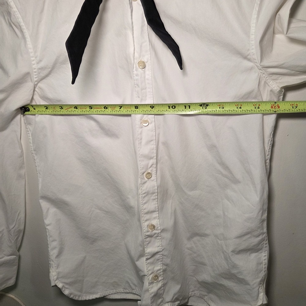 Saint Laurent Paris White Cotton Button Up Shirt Black Tie Neck Italy Designer - Picture 7 of 15